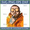 Stylized vector illustration of Mac Miller wearing orange sunglasses and hoodie, finger to lips, with 'MCMXCII' tattoo, in SVG PNG DXF EPS formats by SVGCrafts.