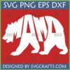 Mama Bear SVG PNG DXF EPS digital design for Cricut and sublimation, featuring a white bear silhouette with 'MAMA' text cutout on a red background.