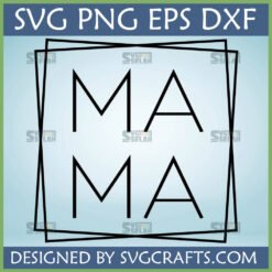 Minimalist Double Mama SVG File with Outline Font and Geometric Frame for Cricut and Sublimation