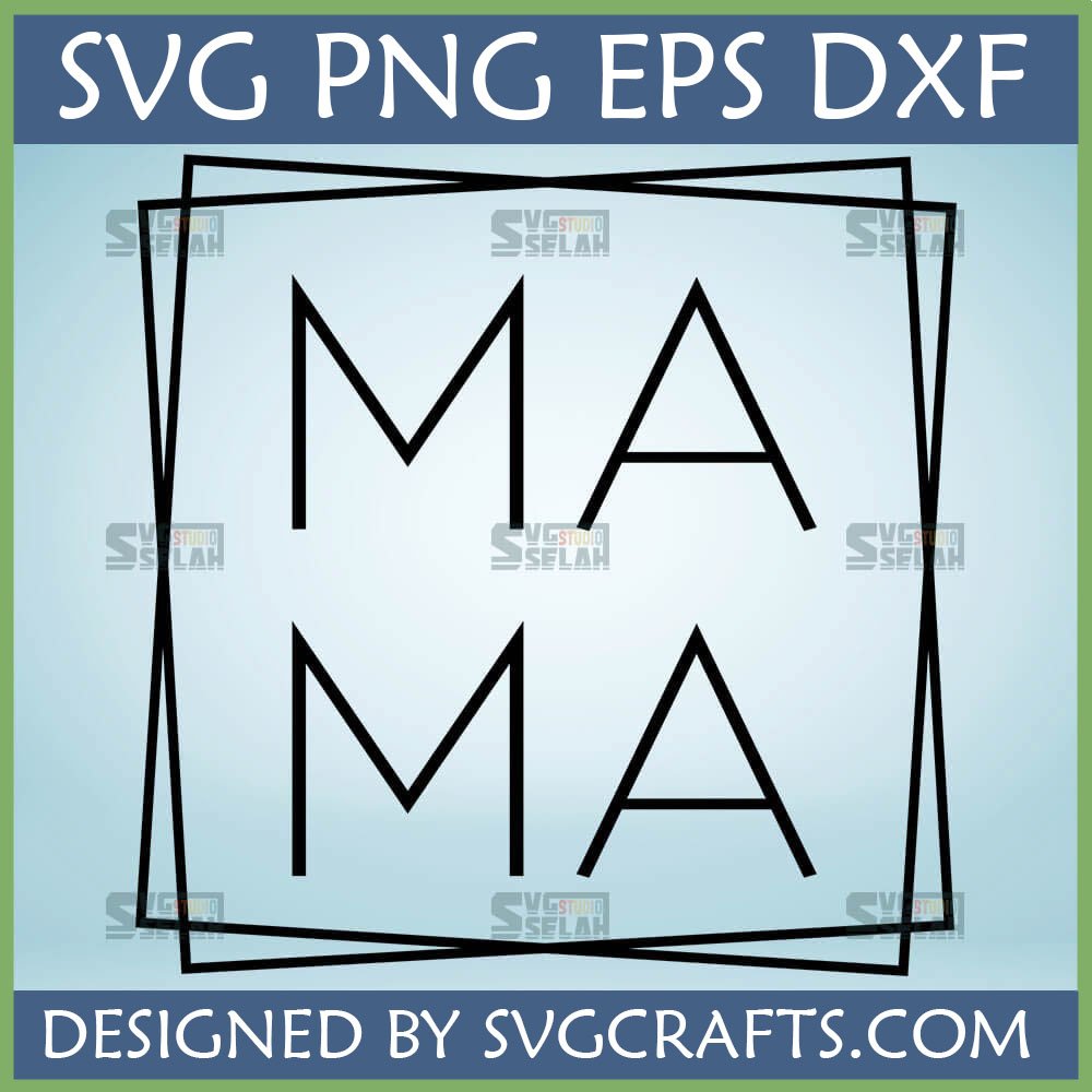 Minimalist Double Mama SVG File with Outline Font and Geometric Frame for Cricut and Sublimation