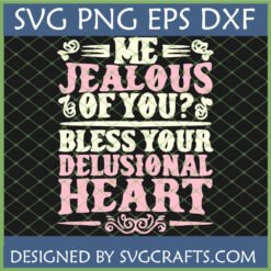 Sarcastic Delusional Heart SVG design with retro pink and cream text