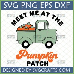 Vintage pickup truck with pumpkins SVG design for fall crafting