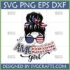 All American Girl Messy Bun SVG PNG DXF EPS design with flag sunglasses and bandana for 4th of July crafts
