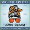 Basketball Mom Messy Bun SVG design with basketball bandana and sunglasses