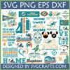 Large bundle of Miami Dolphins SVG, PNG, DXF, EPS files for Cricut and sublimation, featuring logos, football mom/dad, funny quotes, and fan art.