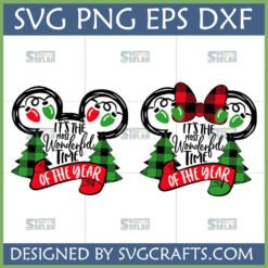 Mickey Minnie Christmas SVG Bundle with buffalo plaid trees and 