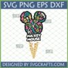 Vibrant Retro Mickey Mouse SVG with 80s 90s graffiti pop art design and ice cream cone detail for Cricut and Sublimation