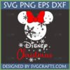 Disney Minnie Christmas SVG with red bow and snowflakes for holiday crafts