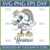 Retro Mickey Mouse playing ukulele with rainbow and 'Good Times Hawaii' text SVG PNG DXF EPS digital file