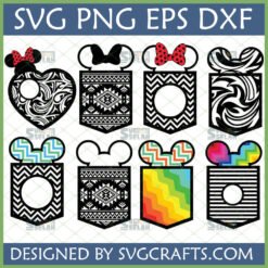Mickey Minnie Mouse Pocket SVG Bundle with various patterns for Cricut and Sublimation