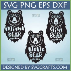 Mimi Nana Gigi Bear SVG Bundle Tribal Boho Designs for Grandma