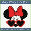 Minnie Mouse head with red bow and heart sunglasses SVG for Cricut and Silhouette