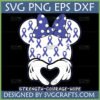 Minnie Mouse silhouette filled with blue awareness ribbons, hands forming a heart, and 'Strength-Courage-Hope' text, available as SVG PNG EPS DXF files.