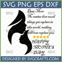 Dear Mom SVG with Mother and Child Silhouette and Heartfelt Quote for Mother's Day