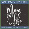 Elegant Mom Life SVG PNG DXF design with a woman's profile and hearts, perfect for Cricut and sublimation crafts.