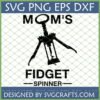 Mom's Fidget Spinner SVG with black corkscrew silhouette and text on a white grid background
