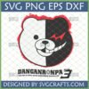 Danganronpa Monokuma SVG PNG DXF EPS digital file with red fiery outline and Danganronpa 3 logo for anime gaming crafts