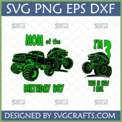 Monster Truck 3rd Birthday SVG design for Mom of Birthday Boy and I'm 3 This Is How I Roll