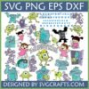 Monsters Inc SVG Bundle featuring Mike Wazowski, Sulley, Boo, and other characters with SVG PNG EPS DXF file formats for Cricut crafting