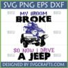 My Broom Broke So Now I Drive A Jeep SVG - Funny Witch and Jeep Design with Black Cat