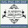 Elegant 'My Superpowers Include Making Wine Disappear' SVG design with scrollwork and wine glasses, suitable for Cricut and Silhouette.