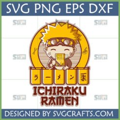 Chibi Naruto eating Ichiraku Ramen SVG digital design for Cricut and sublimation