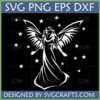 Elegant Angel SVG with Stars for Cricut and Sublimation, a graceful silhouette design