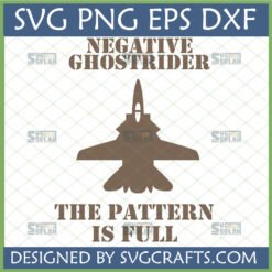 Negative Ghostrider The Pattern Is Full SVG design featuring a fighter jet silhouette and Top Gun movie quote, ideal for Cricut and Silhouette projects.
