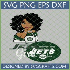 New York Jets Girl SVG for Cricut and Sublimation, featuring a winking woman with curly hair in Jets fan gear