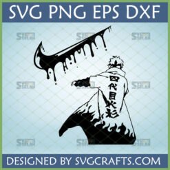 Naruto Minato Nike Dripping SVG design showing the Fourth Hokage silhouette with a black dripping Nike-style swoosh.