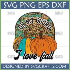 Funny Fall Pumpkin SVG with "Oh My Gourd" text and leopard print, ideal for Cricut and sublimation.