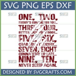 Freddy Krueger Rhyme SVG digital design with claw marks for Halloween crafts