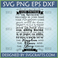 Elegant Lord's Prayer SVG digital design featuring 'Our Father' text