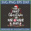 Our First Christmas Mr and Mrs SVG design with Santa hat, snowmen, and lights