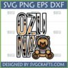 Ozuna Bear SVG with tiger print letters and a cute bear in a hoodie, perfect for reggaeton fan merchandise