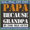 Distressed 'PAPA BECAUSE GRANDPA IS FOR OLD GUYS' SVG design for t-shirts and gifts