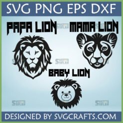 Papa Mama Baby Lion SVG Bundle for Cricut and Silhouette