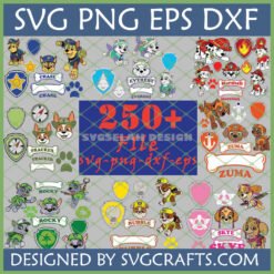 250+ Paw Patrol SVG Bundle with Chase, Marshall, Skye, Rocky, Rubble, Zuma, Everest, Tracker for Cricut