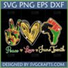 Juneteenth SVG Peace Love File with Glitter Pan-African Symbols for Cricut