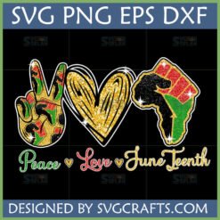 Juneteenth SVG Peace Love File with Glitter Pan-African Symbols for Cricut