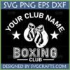 Customizable Boxing Club SVG design with boxing gloves and stars, perfect for Cricut and personalized team merchandise.