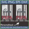 Personalized Proud Papa Thin Gray Line SVG with American flag and custom names for Father's Day