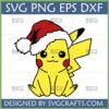 Cute Christmas Pikachu SVG design with Santa hat for holiday crafting