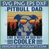 Cool Pitbull Dad SVG design featuring a Pitbull wearing sunglasses against a retro sunset background.