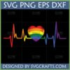Rainbow Heartbeat SVG design with EKG line and distressed rainbow heart