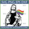 Jesus holding a rainbow Pride flag SVG digital design for crafting and apparel