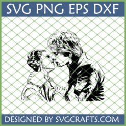 Romantic line art illustration of a gay couple kissing, designed as an SVG for Cricut and sublimation.