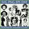 Princess Leia SVG Bundle with various Star Wars designs, including Leia's face, Han and Leia kissing, Boss Princess, and Leia skull art.