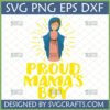 Proud Mama's Boy Virgin Mary SVG design for Christian mothers and sons