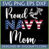 Proud Navy Mom SVG digital design with patriotic flag letters and anchor graphic